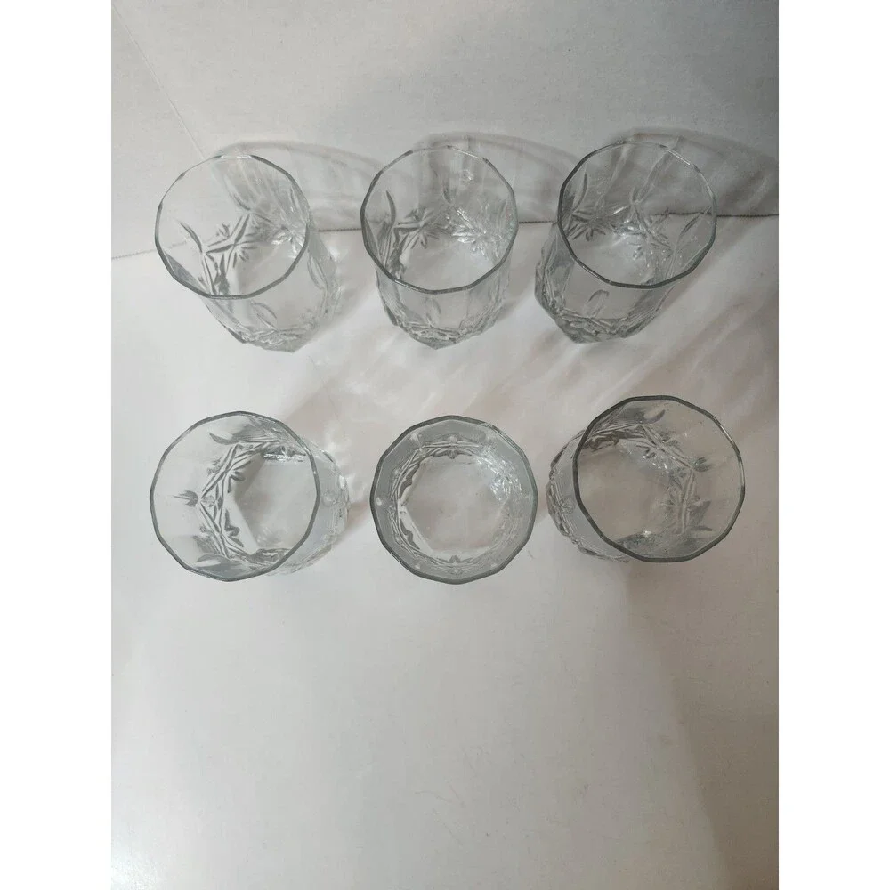 Lot Of 6 Cristal D’Arques Ashley Star Clear Cut Rocks Glasses 8 oz 3.5”
